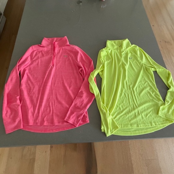 2 Women's Under Armour Loose Fit Heat Gear 1/4 Zip Long Sleeve Pullover Large - Picture 1 of 10